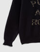 Pull navy fonc&eacute; tricot message jacquard fille-4
