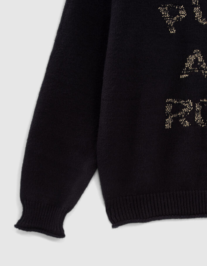 Girls’ dark navy jacquard slogan knit sweater-6