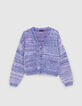 Chaqueta de punto azul y rosa para niña-2