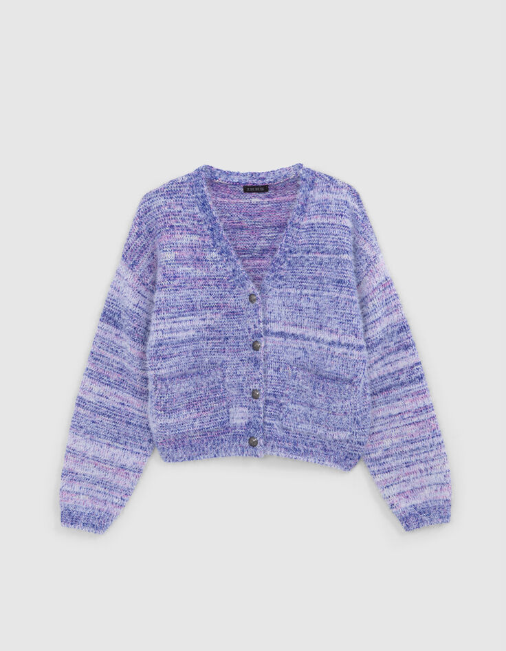 Chaqueta de punto azul y rosa para niña-2