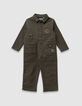 Kaki jumpsuit badges en borduursel babyjongens-1