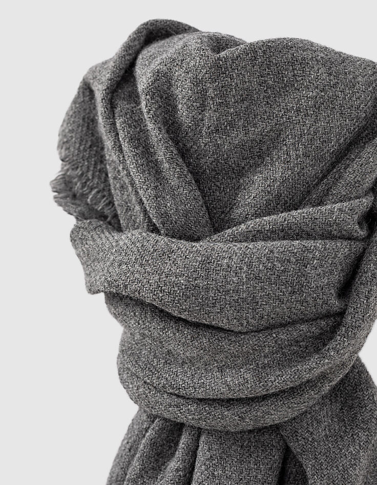 Men’s mouse grey fringed scarf-3