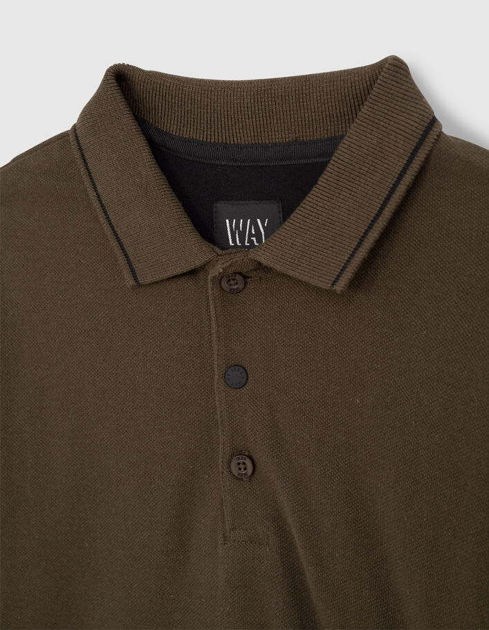 Boys’ bronze polo shirt with black jersey long sleeves-3