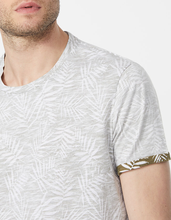 Khaki Herren-T-Shirt mit Blätterprint - IKKS