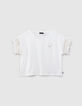 Set korte jeanstuinbroek en wit T-shirt meisjes-2