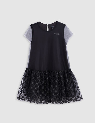 Vestido negro tul bajo encaje niña - IKKS