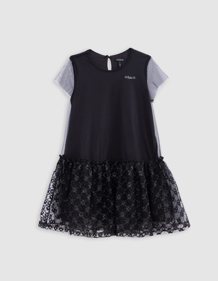 Vestido negro tul bajo encaje niña-1