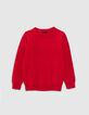 Boys' red knit striped sweater-1