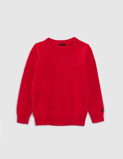 Boys' red knit striped sweater - IKKS