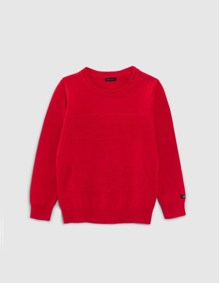 Boys' red knit striped sweater-1