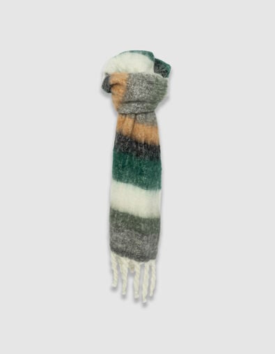 Echarpe kaki moelleuse motif rayures Femme - IKKS