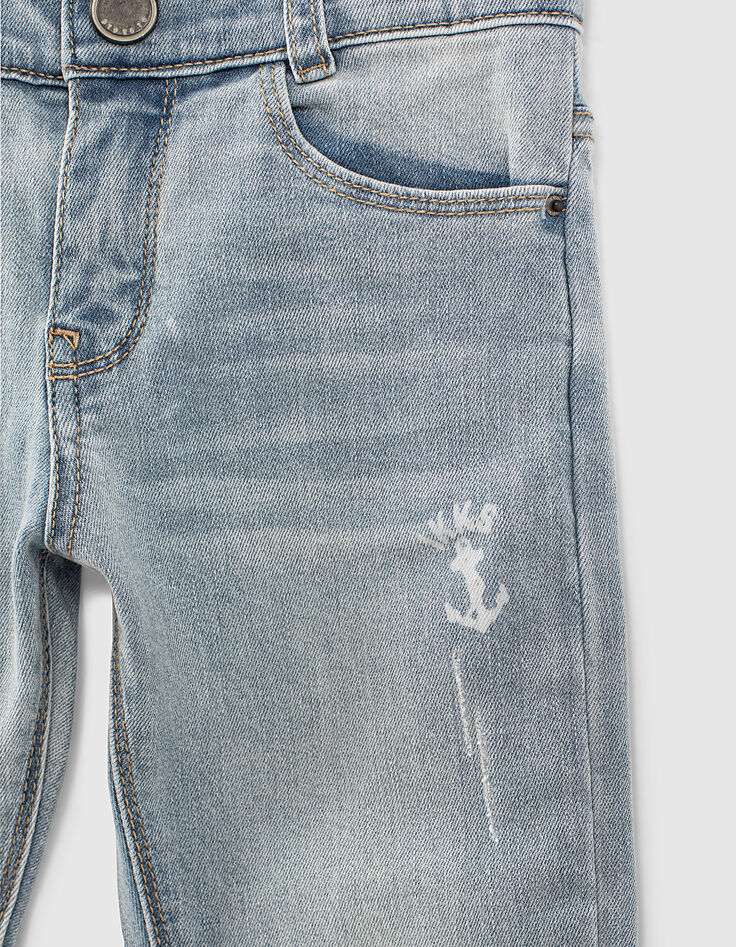 Jean slim faded blue printé coton bio waterless garçon -5 Jean slim faded blue printé coton bio waterless garçon -5