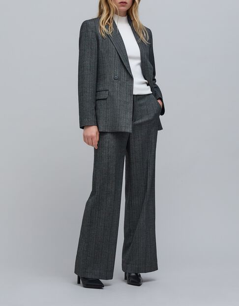 Veste de costume noire mix chevrons carreaux Femme - IKKS