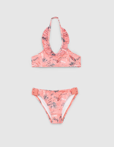Maillot de bain 2 pièces corail foncé Surf recyclé fille - IKKS