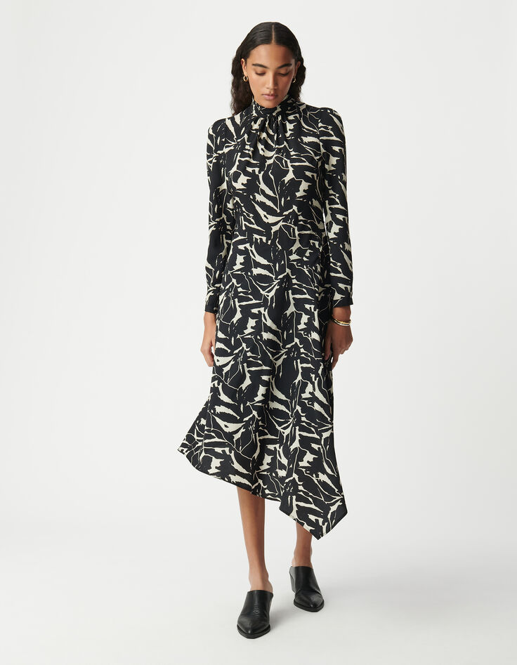 Schwarzes Kleid mit Zebra-Blumenmuster für Damen-2