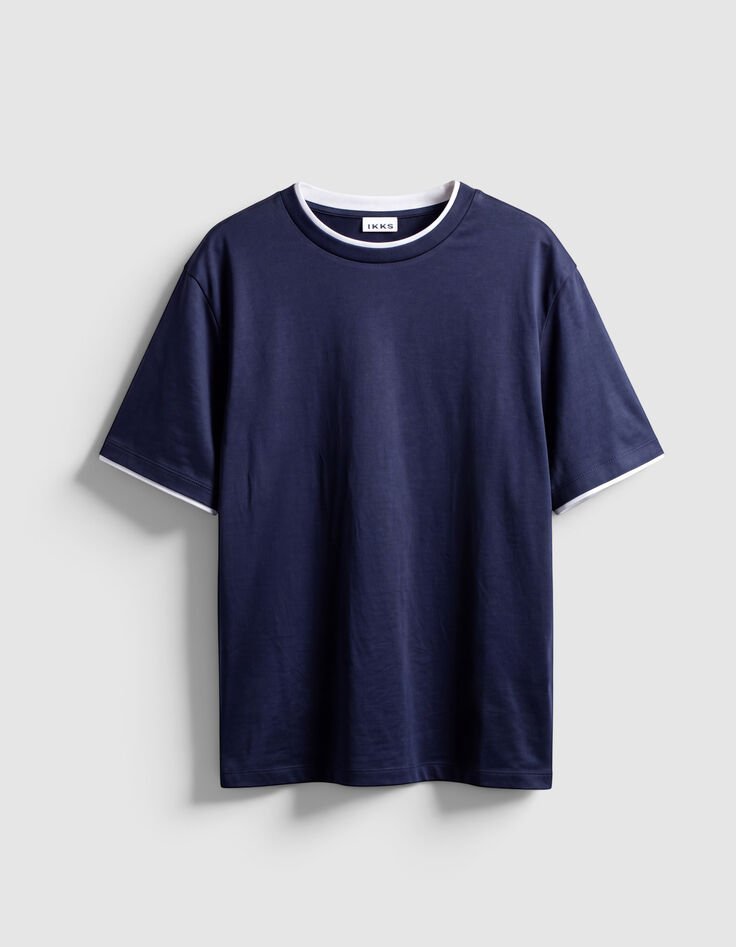 Camiseta trampantojo azul marino para hombre-1