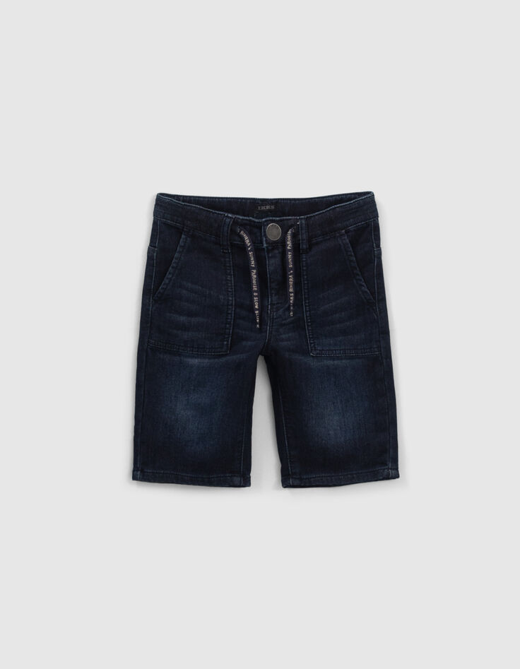 Ungebleichte Jungenjeansbermudas mit Kordelzug -1
