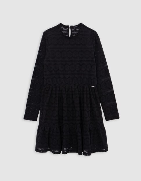 Schwarzes Kleid mit Spitze für Mädchen - IKKS