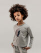 Girl’s grey T-shirt with diamante lightning and moons-1