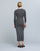 Silbernes Maxikleid aus geripptem Lurex-Netz für Damen-3