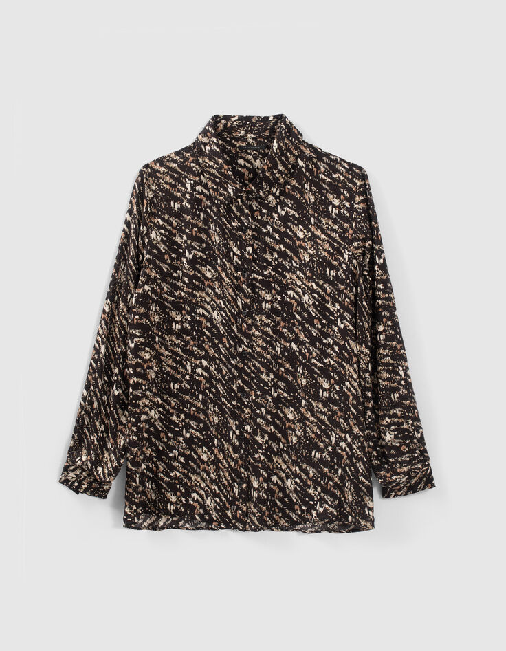 Camisa negra estampado carboncillo mujer-5
