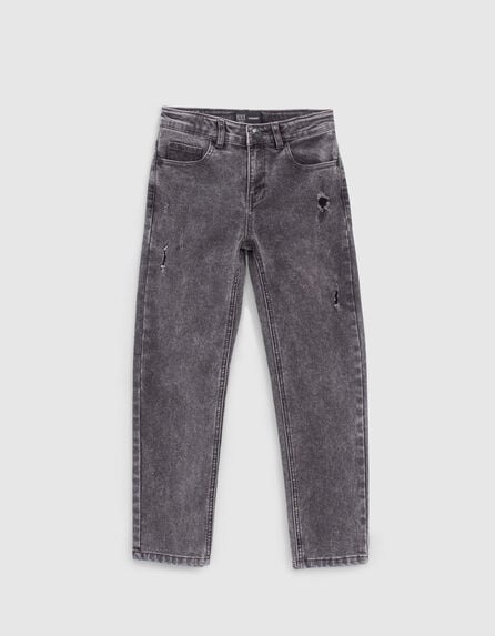 Boys’ medium grey relaxed jeans with placed worn patches