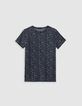 Graues T-Shirt, Rundhals, Leoprint-5