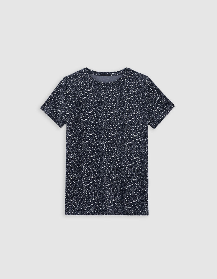 Graues T-Shirt, Rundhals, Leoprint-5