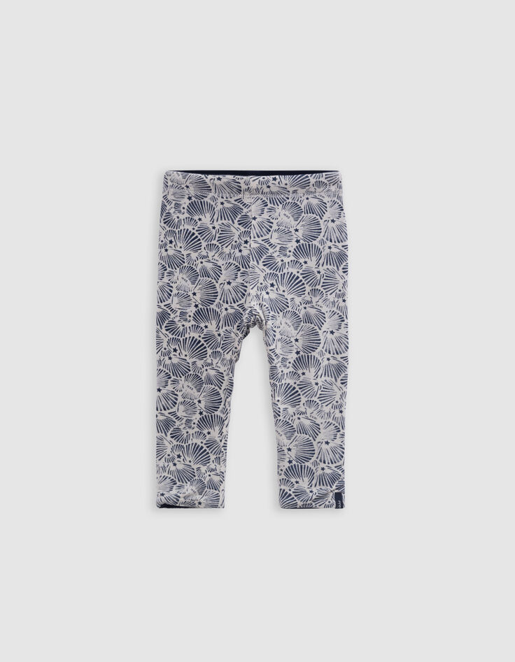Leggings réversible coquillages et marine bébé fille-2