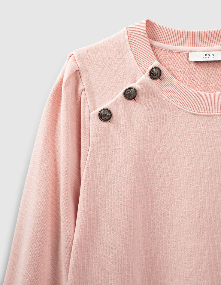 Women’s powder pink sweatshirt with buttoned shoulder-2
