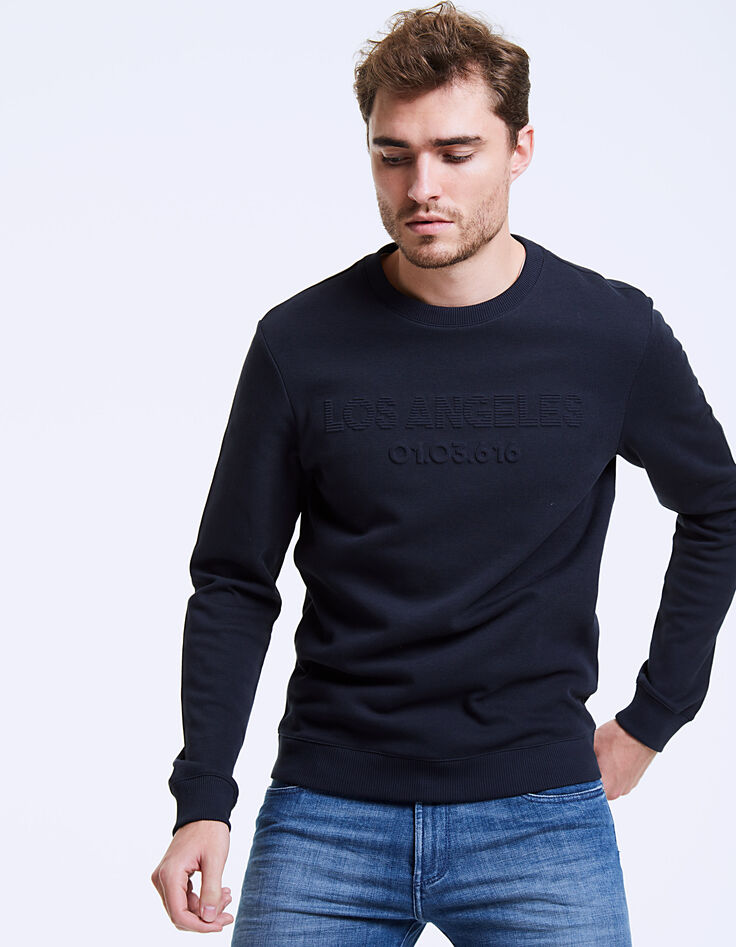 Sudadera marina punto relieve Los Ángeles Hombre-1