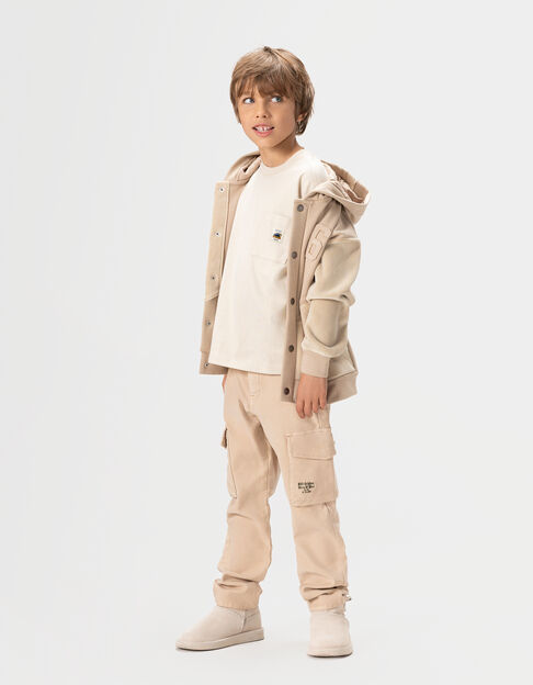 Boys’ beige organic cotton T-shirt, pocket, XL image back - IKKS