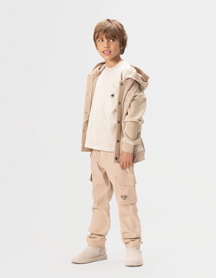 Boys’ beige organic cotton T-shirt, pocket, XL image back-5 Boys’ beige organic cotton T-shirt, pocket, XL image back-5
