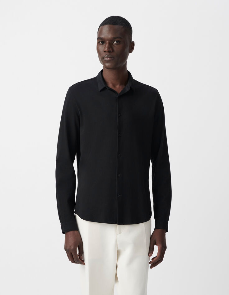 Camisa REGULAR negra Interlock Hombre-2
