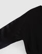Cardigan cropped noir tricot manches ajourées fille-6