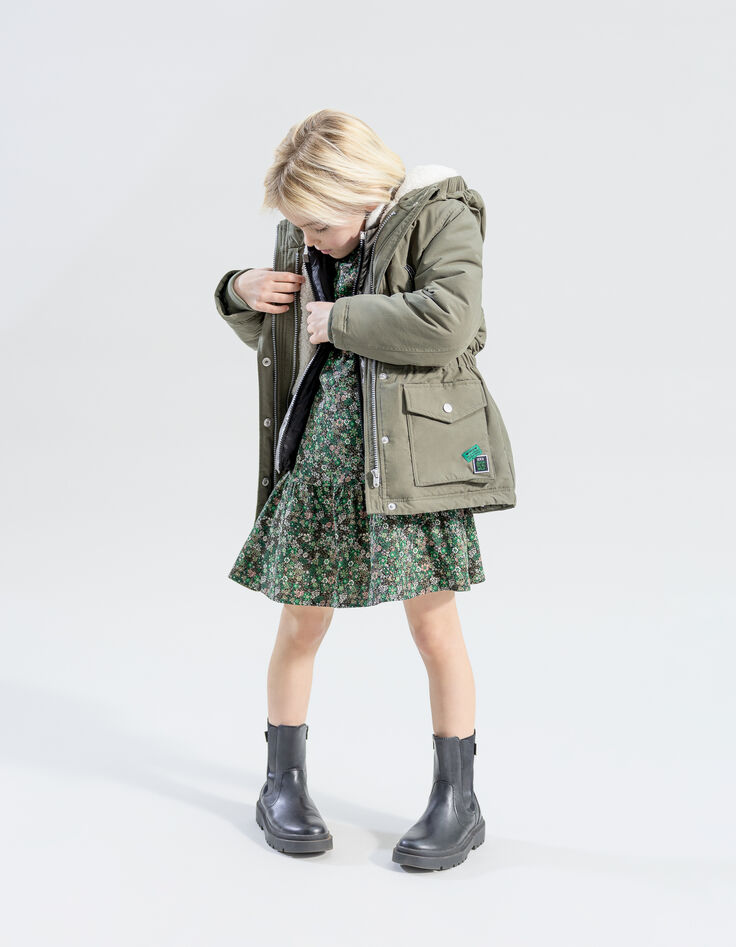 3-in-1-Parka für Mädchen – Khaki und Silber-2