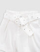 Ecru jeansshort riem studs en oogjes meisjes-3