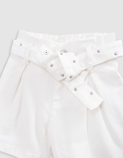 Shorts vaqueros crudo cinturón tachuelas y ojales niña - IKKS