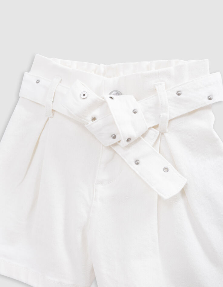 Ecru jeansshort riem studs en oogjes meisjes-3