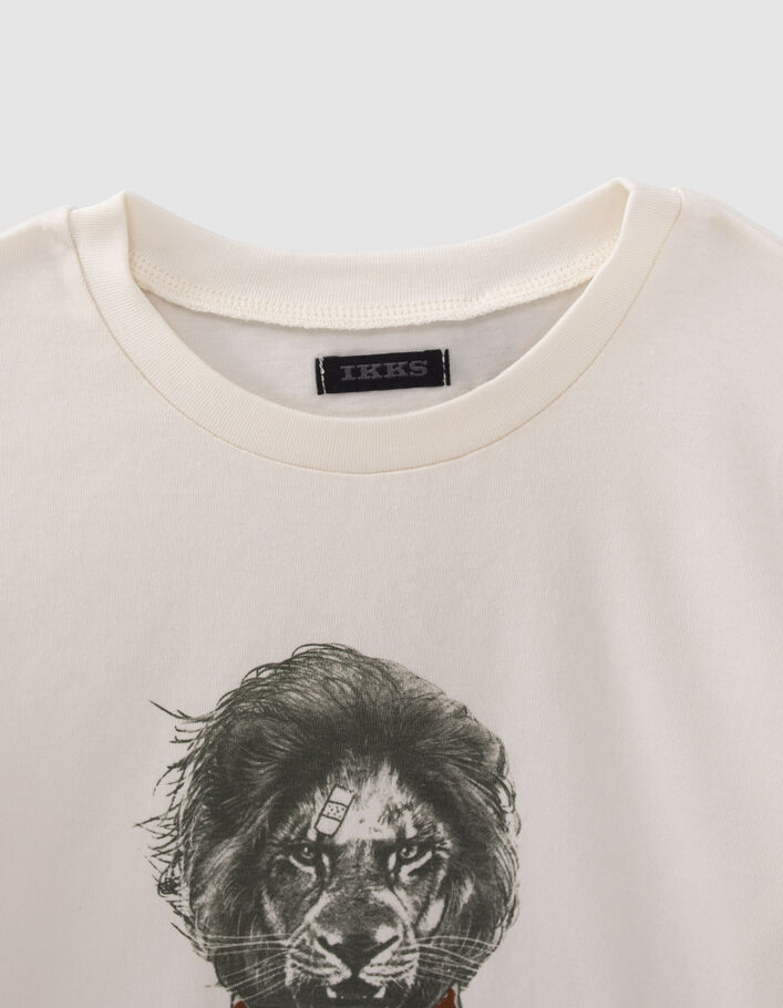 Boys’ ecru skateboarder-lion image T-shirt-3