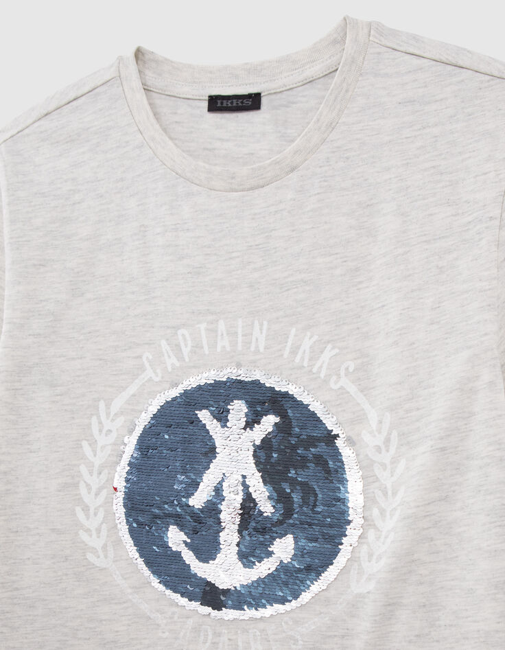 Boys’ marl T-shirt, palm tree/anchor reversible sequins-6