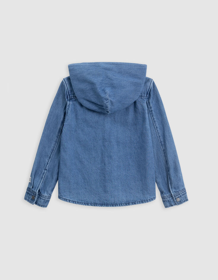 Blauw jeanshemd Waterless met kap jongens-3