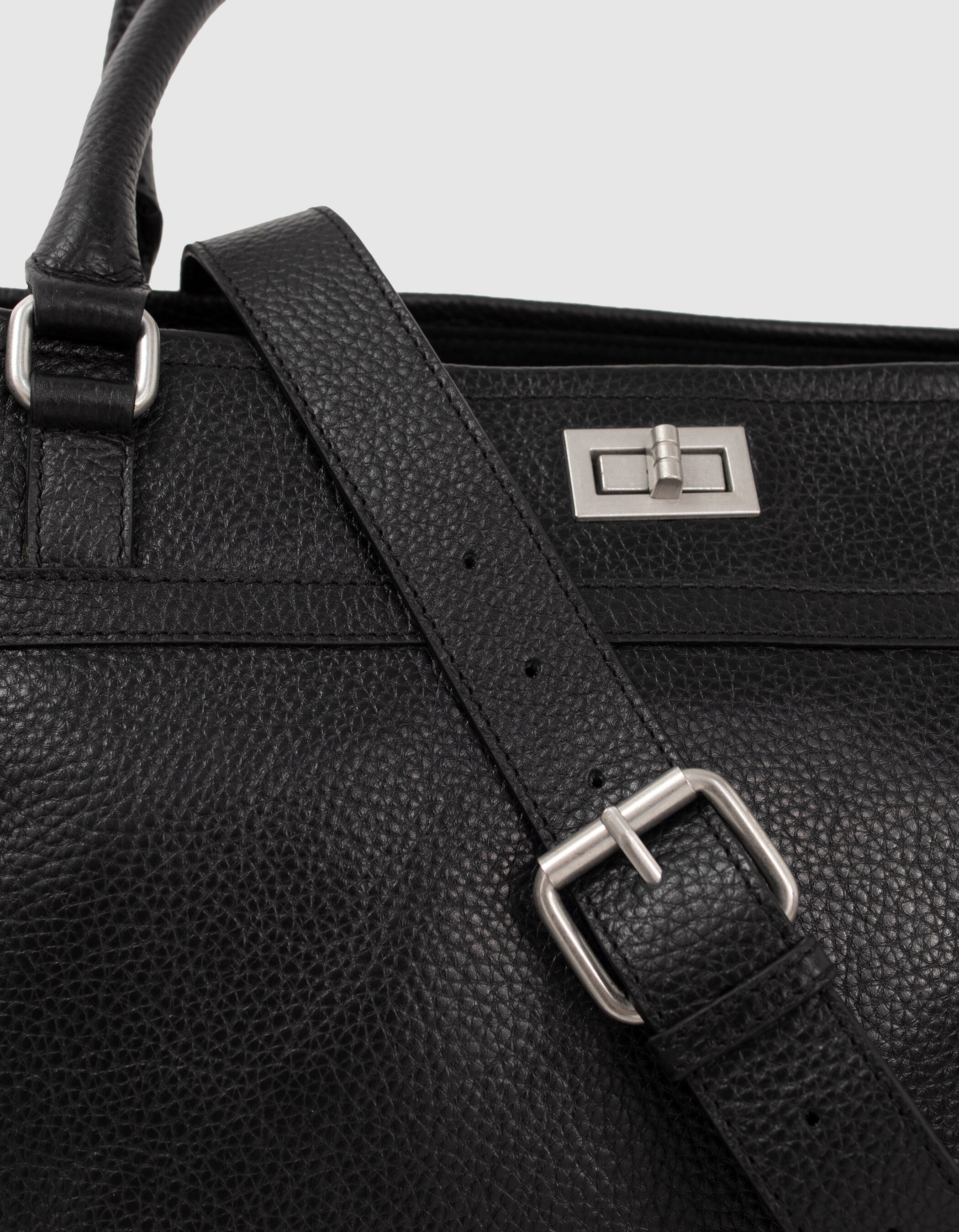 Women s black grained leather The Artist tote bag