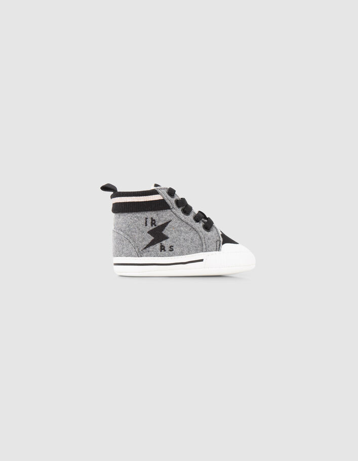 Baby boys’ grey and black mixed-fabric trainers-1