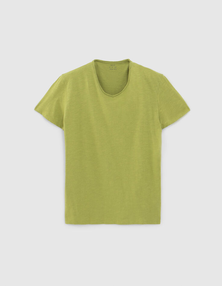 Men’s moss organic cotton Essential V-neck T-shirt-5