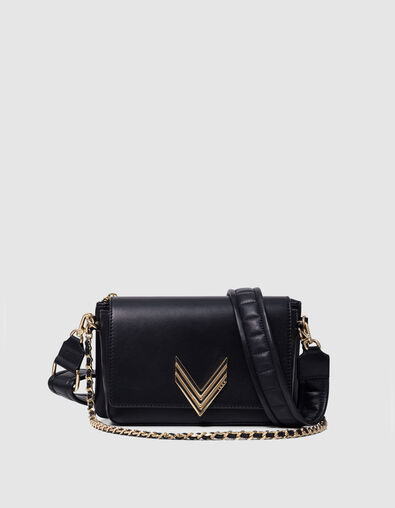 Le 111 ROMY cuero liso negro dorado metalizado Mujer - IKKS