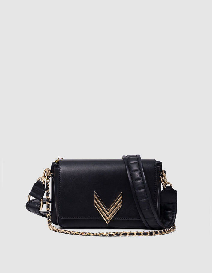 Romy Sac Bandouliere Ikks Le Sac 111 ROMY Noir Cuir Lisse