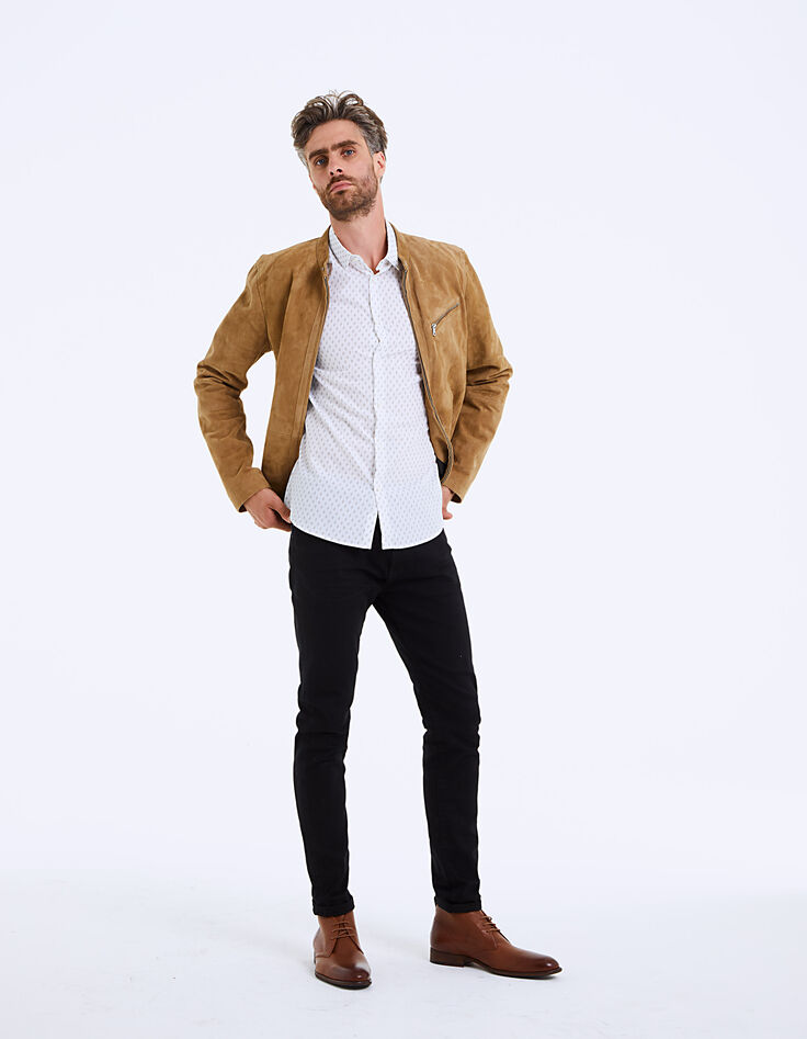 Wit slim overhemd cactusprint Heren-7