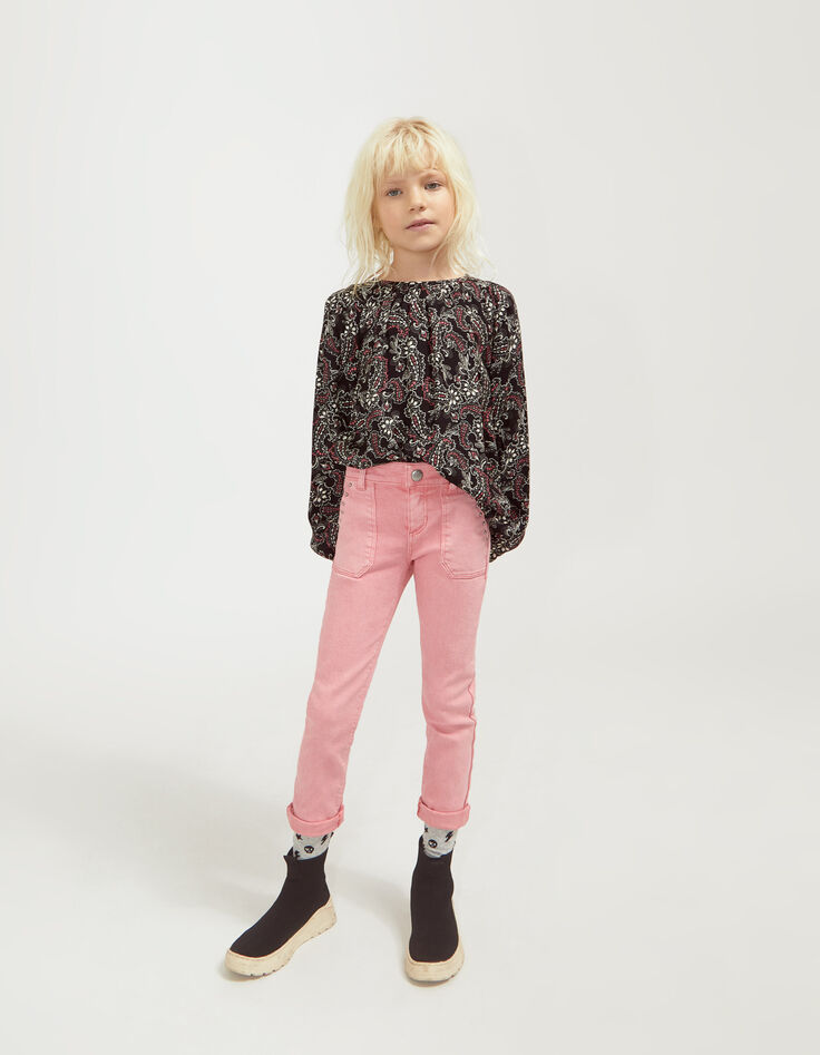 Girls’ black paisley print blouse-2 Girls’ black paisley print blouse-2