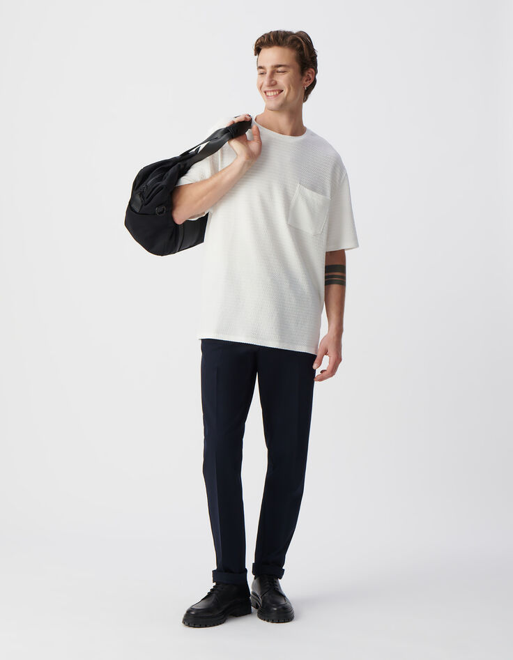 Men's chalk decorative texture knit T-shirt-1